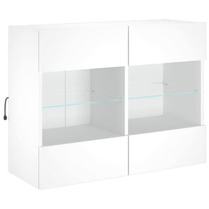Weißer TV-Wandschrank mit LED