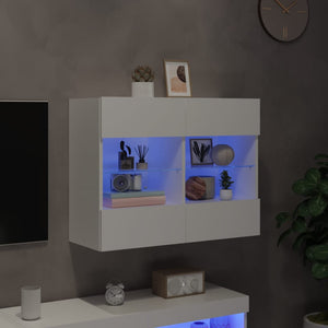 Weißer TV-Wandschrank mit LED