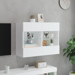 Weißer TV-Wandschrank mit LED
