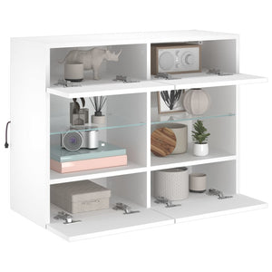 Weißer TV-Wandschrank mit LED