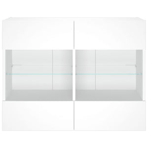 Weißer TV-Wandschrank mit LED