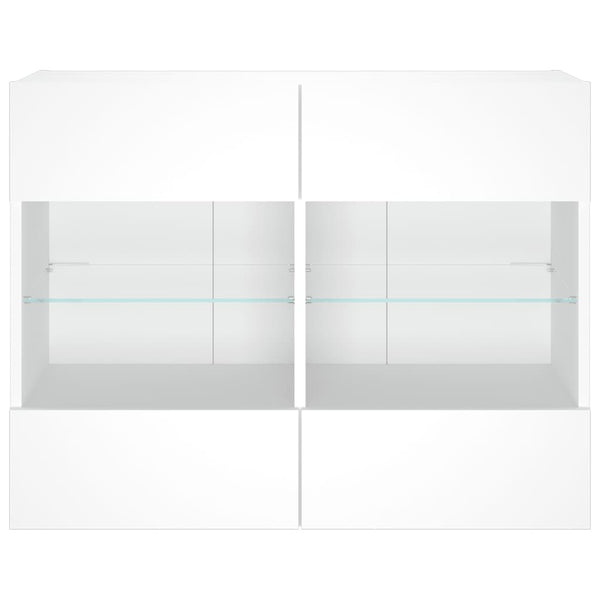 Weißer TV-Wandschrank mit LED