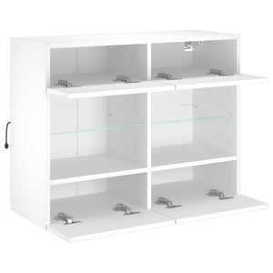 Weißer TV-Wandschrank mit LED