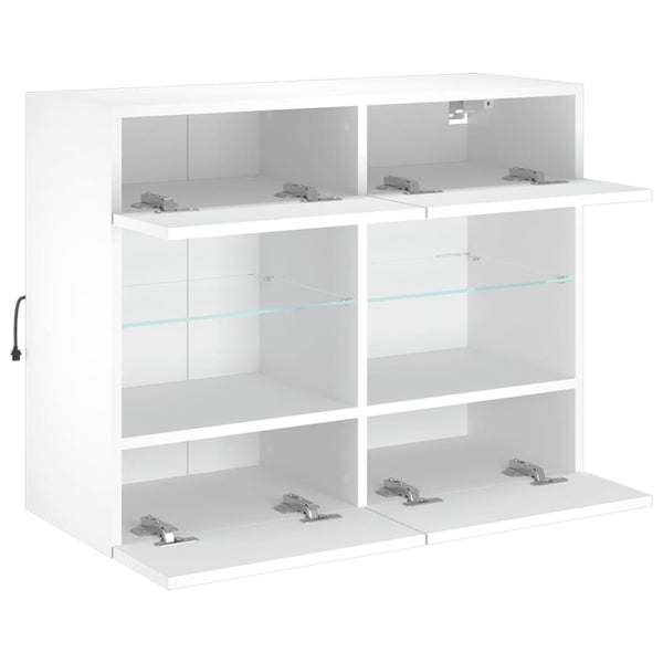 Weißer TV-Wandschrank mit LED