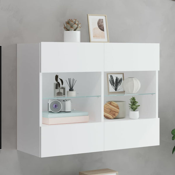 Weißer TV-Wandschrank mit LED