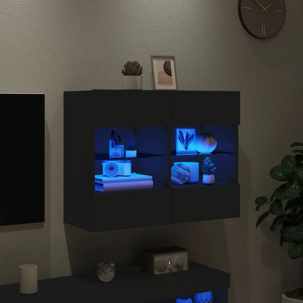 TV-Wandschrank mit LED Schwarz 78,5 cm