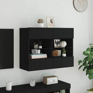 TV-Wandschrank mit LED Schwarz 78,5 cm