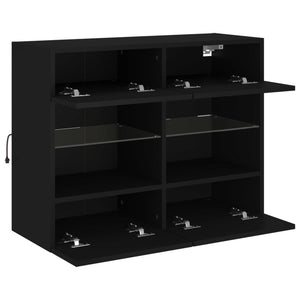 TV-Wandschrank mit LED Schwarz 78,5 cm