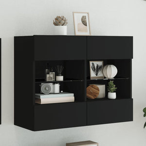 TV-Wandschrank mit LED Schwarz 78,5 cm