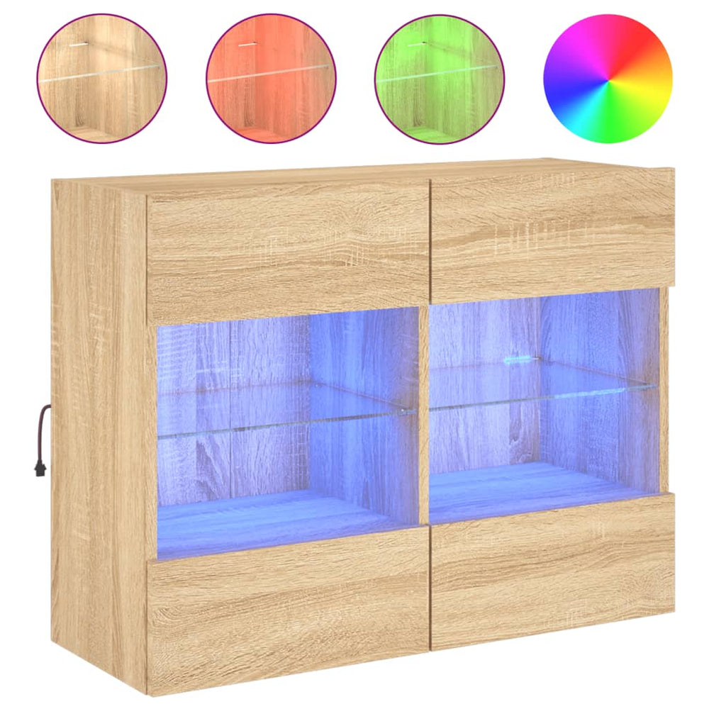TV-Wandschrank mit LED Sonoma-Eiche