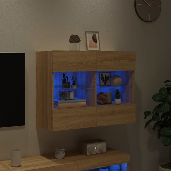 TV-Wandschrank mit LED Sonoma-Eiche