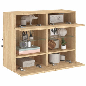 TV-Wandschrank mit LED Sonoma-Eiche