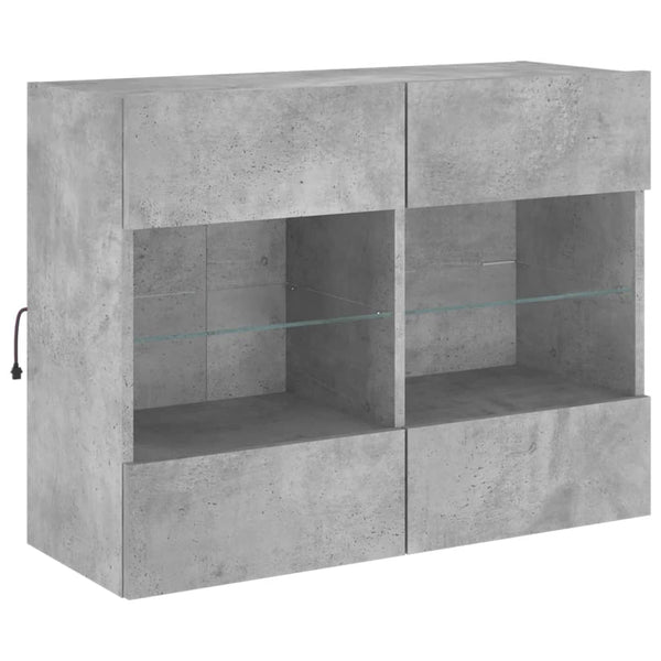 vidaXL Meuble TV mural avec lumières LED gris béton 78,5x30x60,5 cm