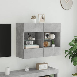 vidaXL Meuble TV mural avec lumières LED gris béton 78,5x30x60,5 cm