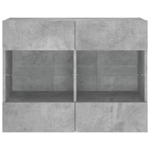 vidaXL Meuble TV mural avec lumières LED gris béton 78,5x30x60,5 cm