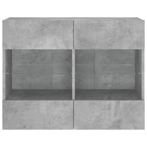 vidaXL Meuble TV mural avec lumières LED gris béton 78,5x30x60,5 cm
