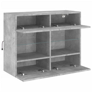 vidaXL Meuble TV mural avec lumières LED gris béton 78,5x30x60,5 cm