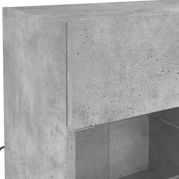 vidaXL Meuble TV mural avec lumières LED gris béton 78,5x30x60,5 cm