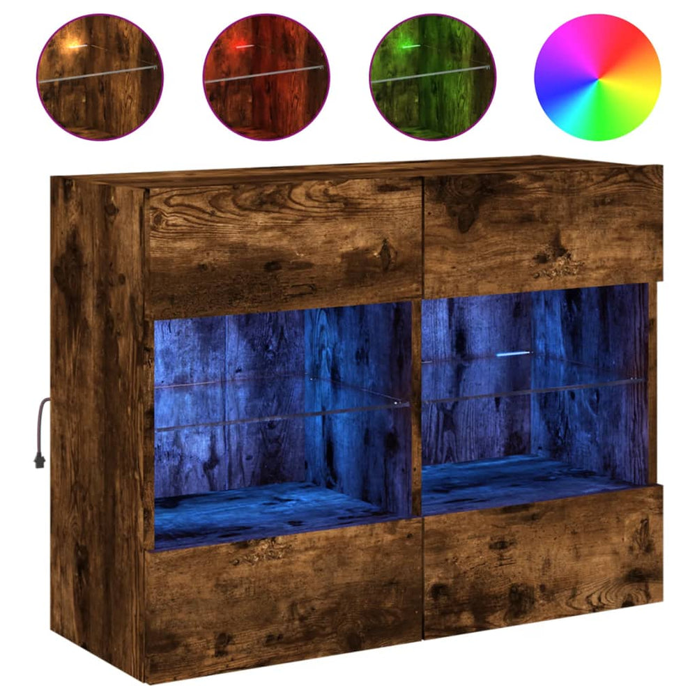 TV-Wandschrank mit LED Räuchereiche 78,5 cm