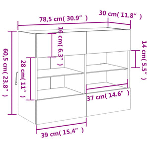 TV-Wandschrank mit LED Räuchereiche 78,5 cm