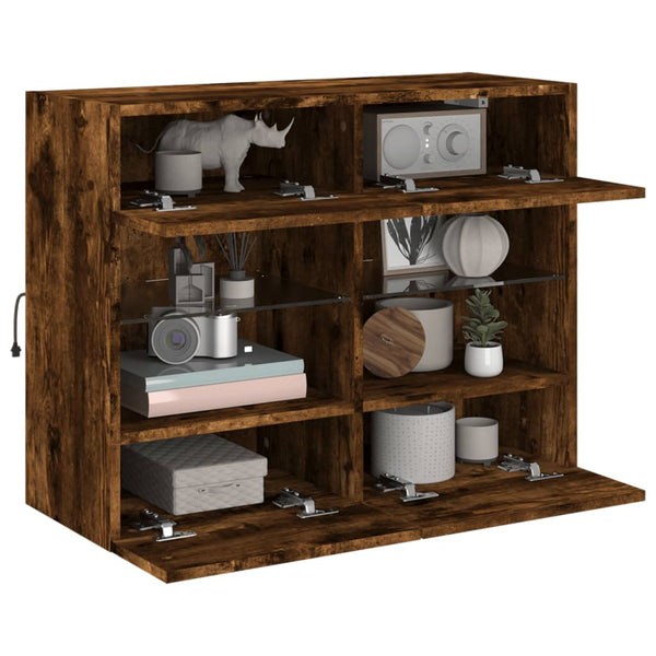 TV-Wandschrank mit LED Räuchereiche 78,5 cm