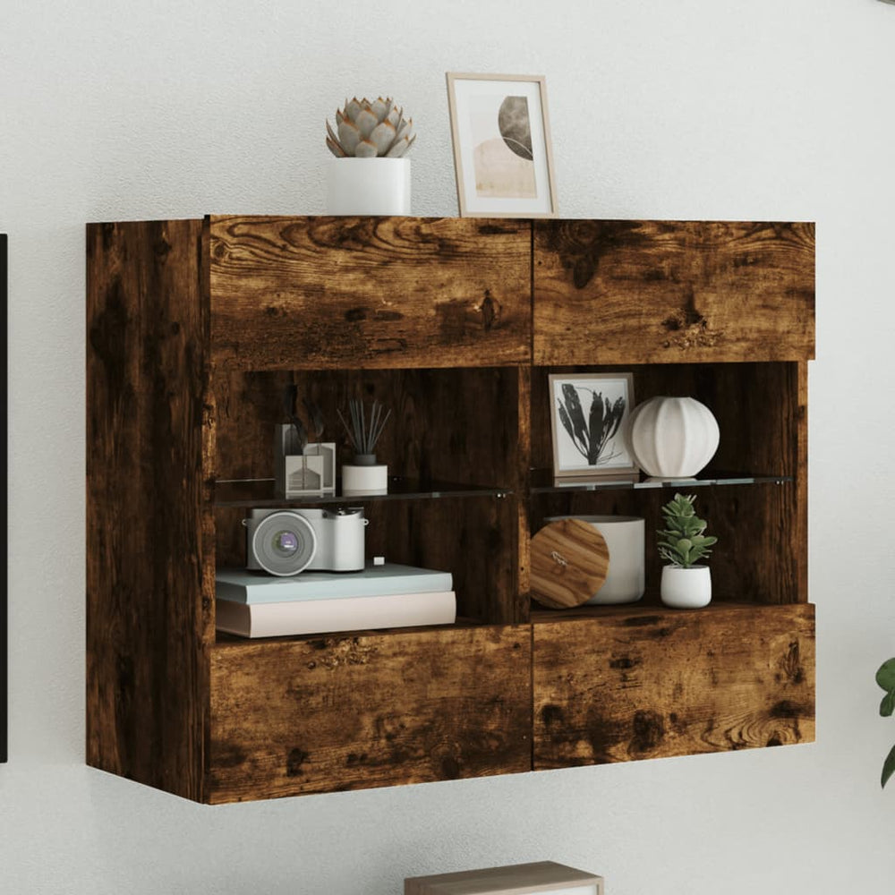 TV-Wandschrank mit LED Räuchereiche 78,5 cm