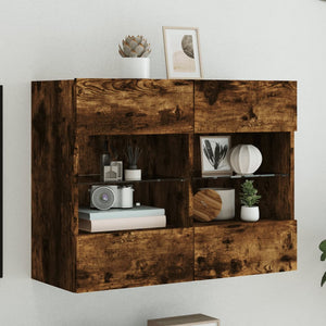 TV-Wandschrank mit LED Räuchereiche 78,5 cm