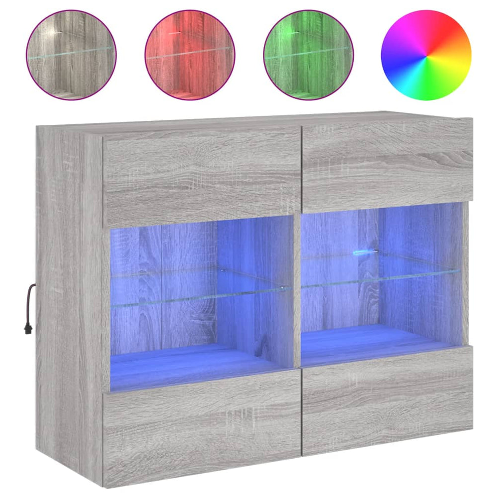 TV-Wandschrank Grau Sonoma mit LED