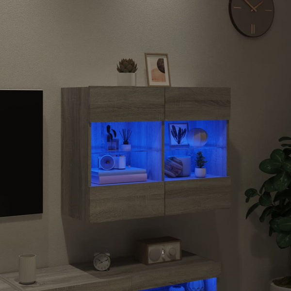 TV-Wandschrank Grau Sonoma mit LED