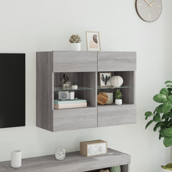 TV-Wandschrank Grau Sonoma mit LED