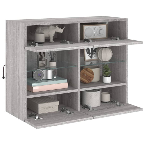 TV-Wandschrank Grau Sonoma mit LED