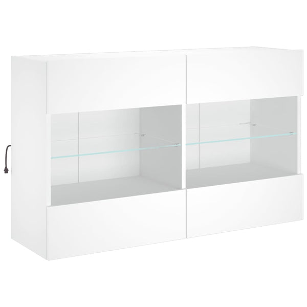 Weißer TV-Wandschrank mit LED