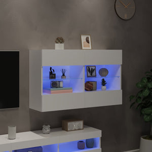 Weißer TV-Wandschrank mit LED
