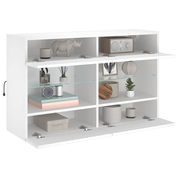 Weißer TV-Wandschrank mit LED
