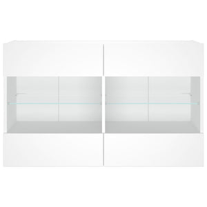 Weißer TV-Wandschrank mit LED