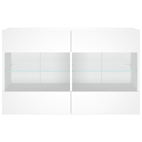Weißer TV-Wandschrank mit LED