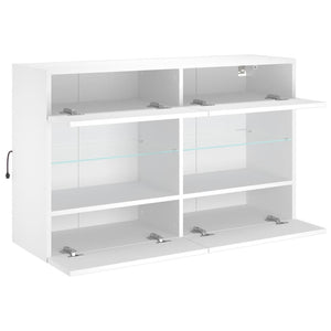 Weißer TV-Wandschrank mit LED