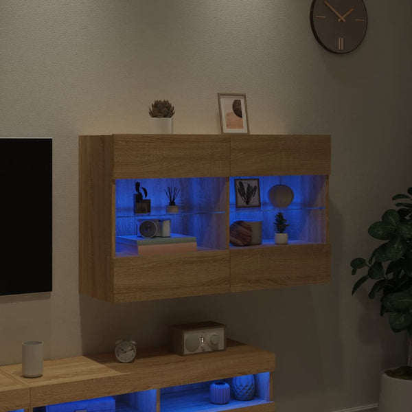 TV-Wandschrank mit LED Sonoma-Eiche 98,5 cm