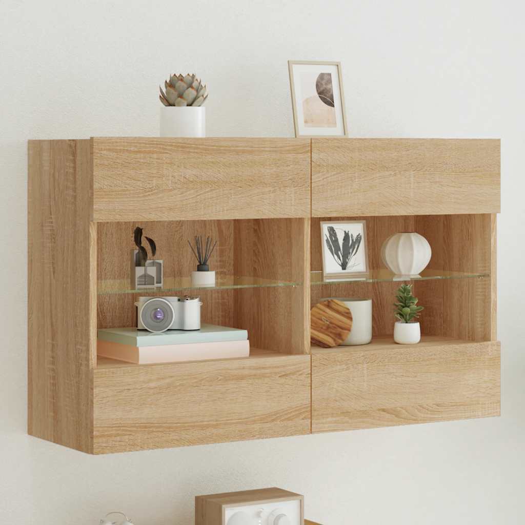 TV-Wandschrank mit LED Sonoma-Eiche 98,5 cm