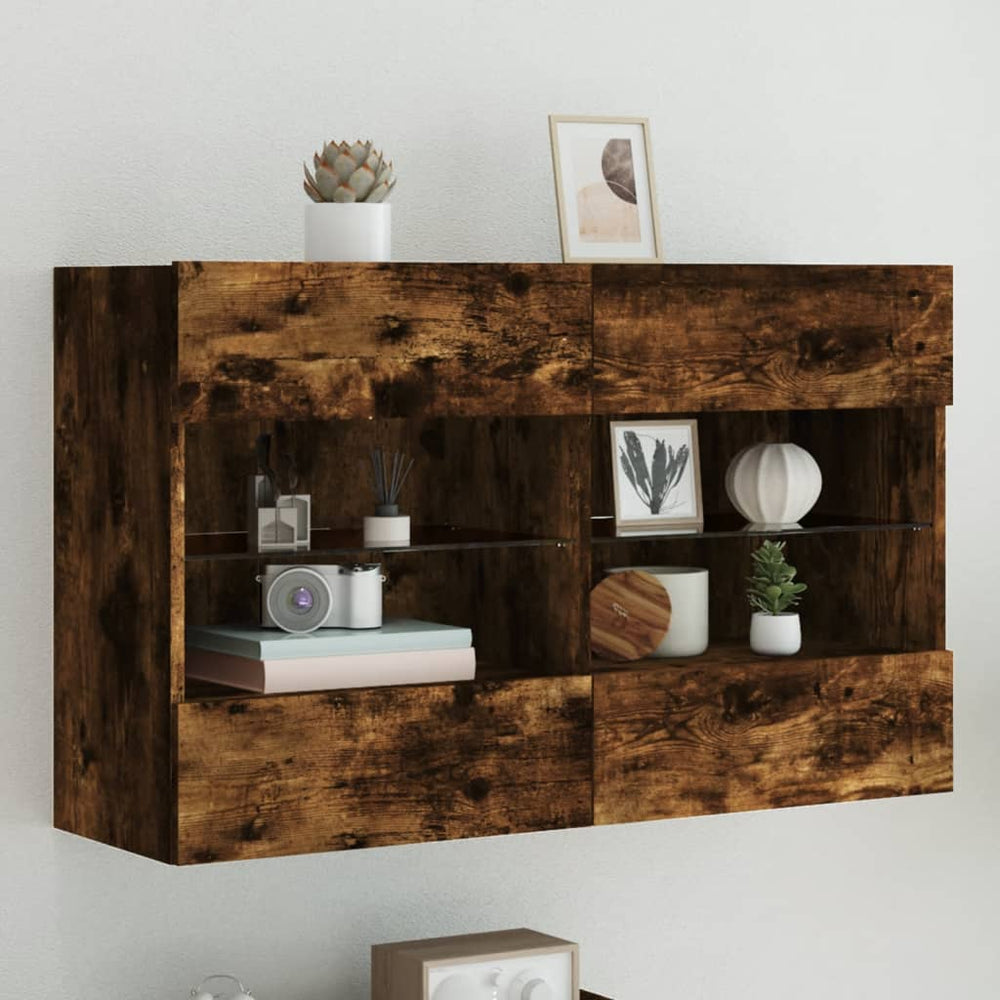 TV-Wandschrank mit LED Räuchereiche 98,5 cm
