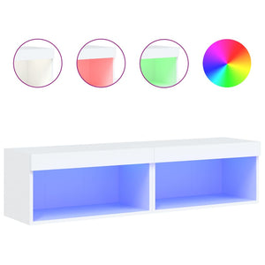 TV-Schränke mit LED, 2er Set, Weiß 60 cm