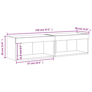 TV-Schränke mit LED, 2er Set, Weiß 60 cm