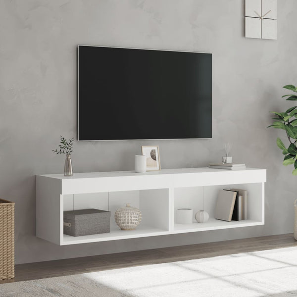 TV-Schränke mit LED, 2er Set, Weiß 60 cm