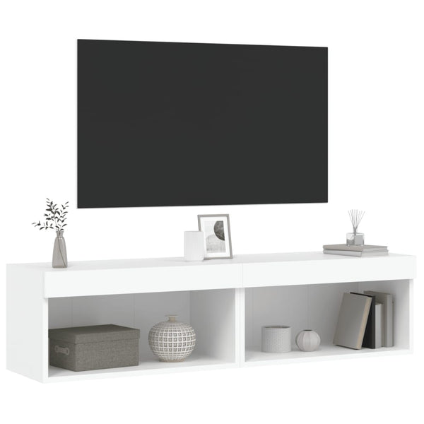 TV-Schränke mit LED, 2er Set, Weiß 60 cm