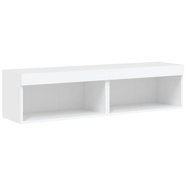 TV-Schränke mit LED, 2er Set, Weiß 60 cm