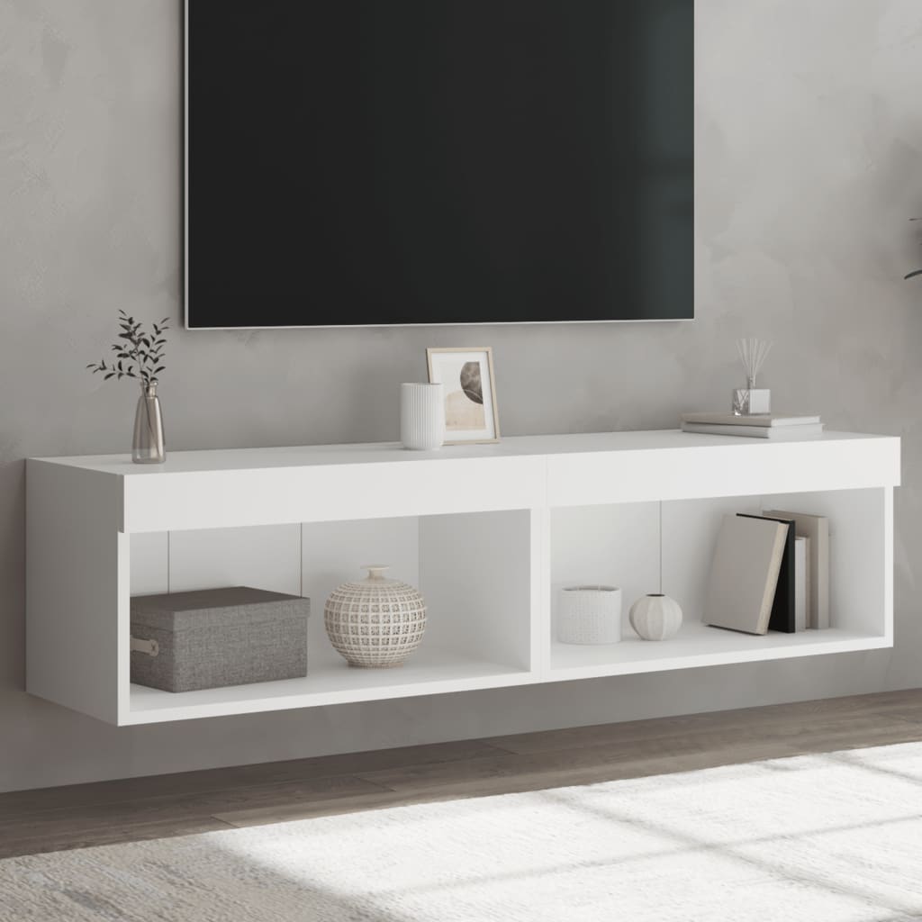 TV-Schränke mit LED, 2er Set, Weiß 60 cm