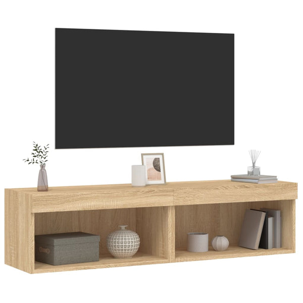 TV-Schränke mit LED Sonoma-Eiche 60x30x30 cm, 2er-Set