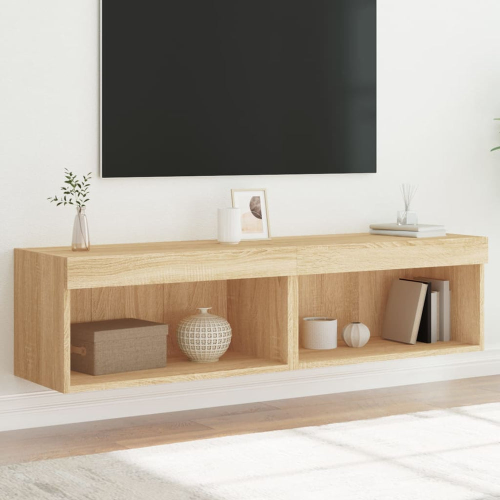 vidaXL Meubles TV avec lumières LED 2 pcs Chêne Sonoma 60x30x30 cm