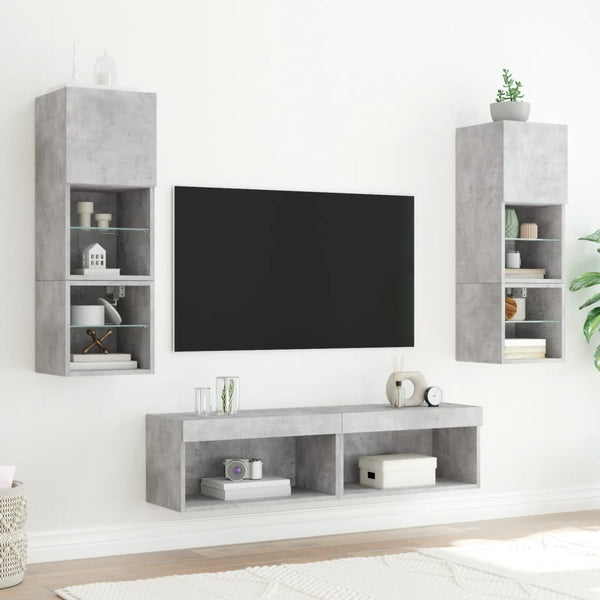 TV-Schrank Betongrau mit LED 60x30x30 cm