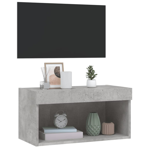 TV-Schrank Betongrau mit LED 60x30x30 cm